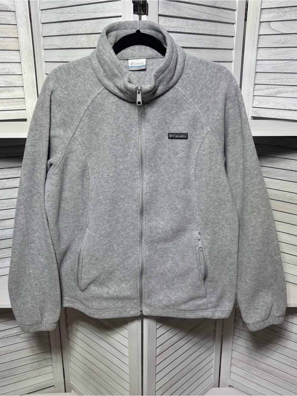 Columbia Women’s XL Gray Full Zip Fleece Jacket Mock Neck